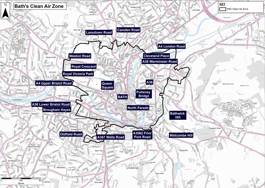 Bath CAZ area map