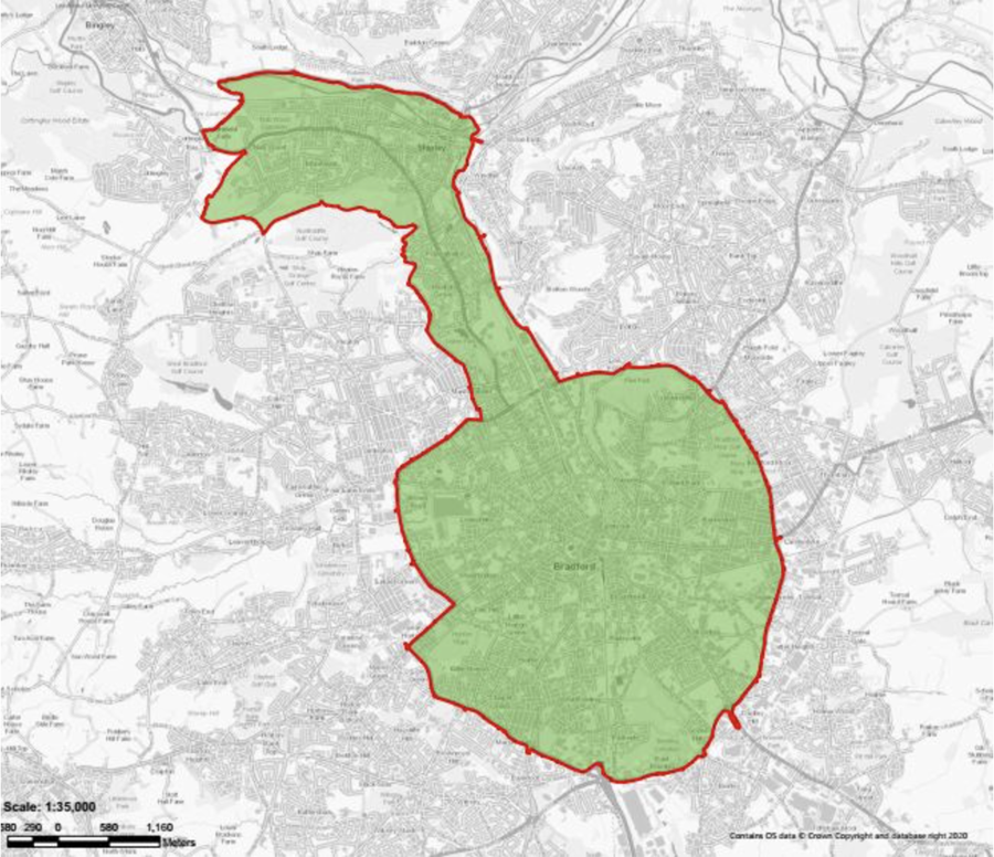 Bradford CAZ area map