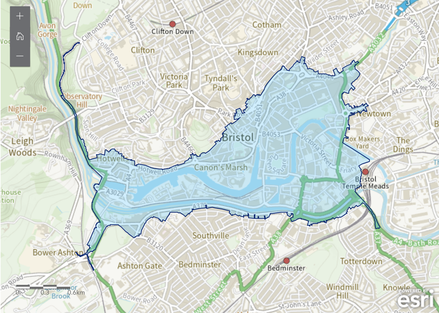 Bristol CAZ area map