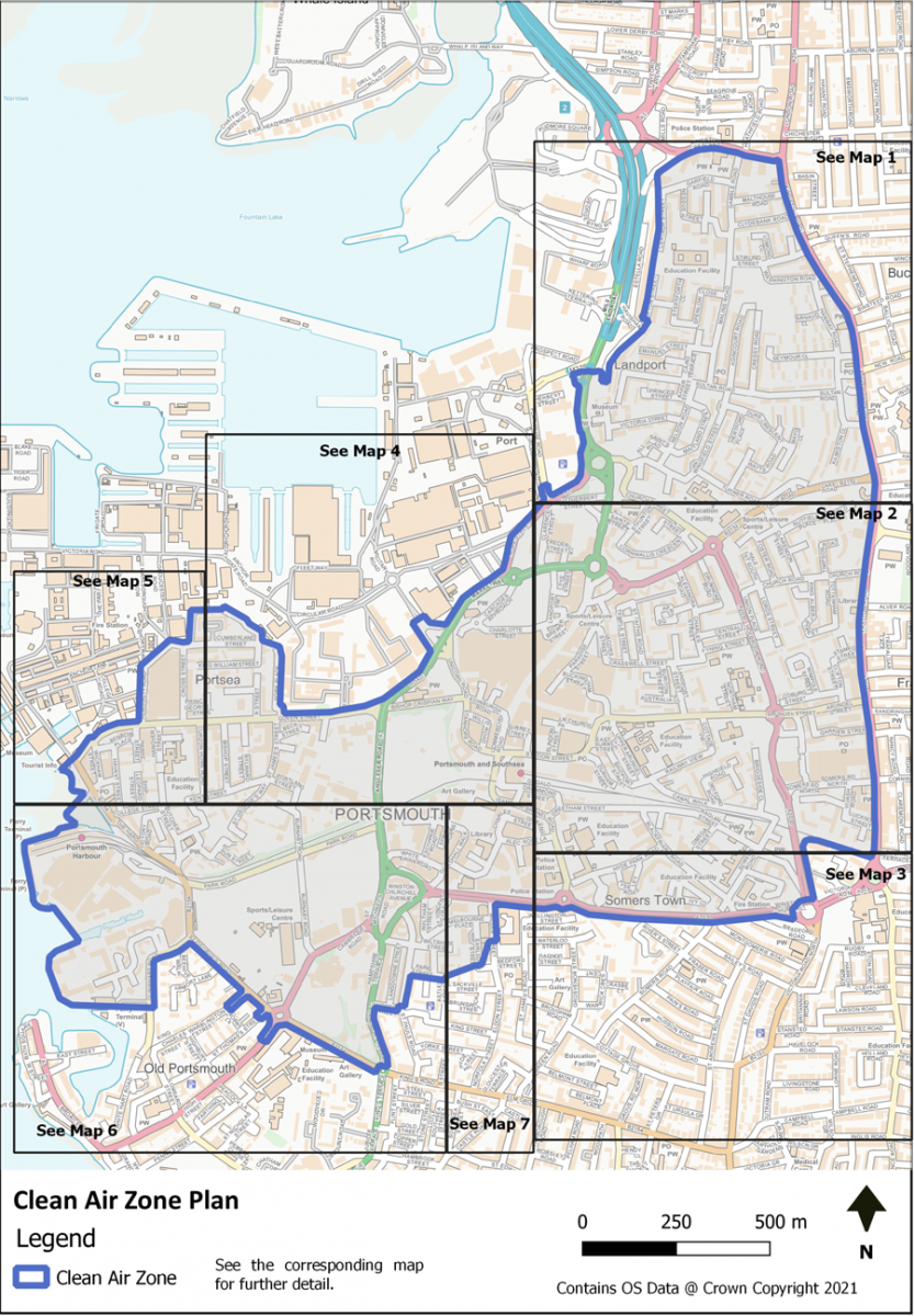 Portsmouth CAZ area map
