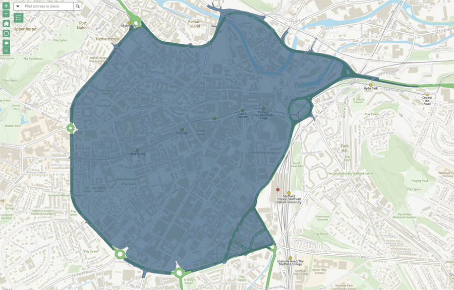 Sheffield CAZ area map